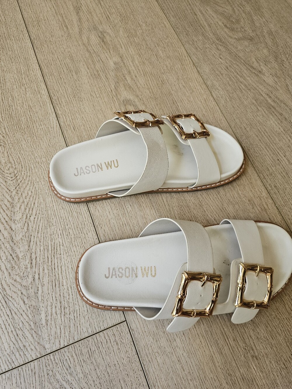 Jason Wu Gold Double Buckle Marzan Sandals - Picture 4 of 8